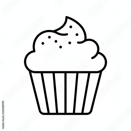 Black and White Muffin Line Art Vector