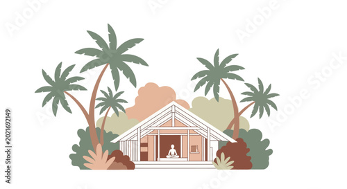 Fotografie A house with a triangular roof.