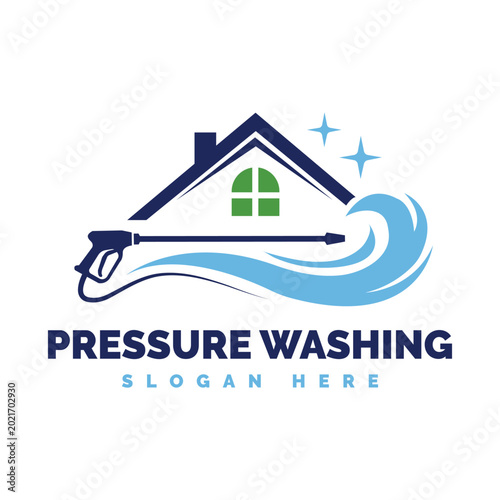 Illustration of pressure washing logo suitable for House and commercial cleaning business.