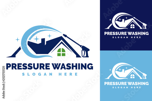 Illustration of pressure washing logo suitable for House and commercial cleaning business.