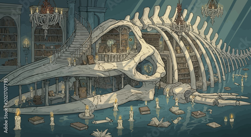 Photos Large Whale Fish Skeleton Bones Structure.