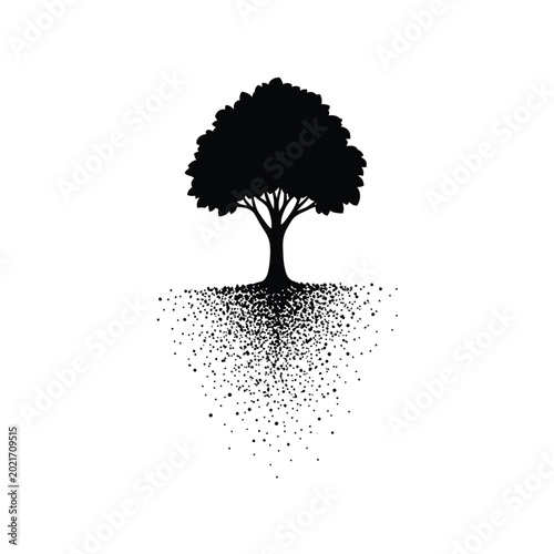 Obraz na płótnie Tree Silhouette with Soil Erosion.