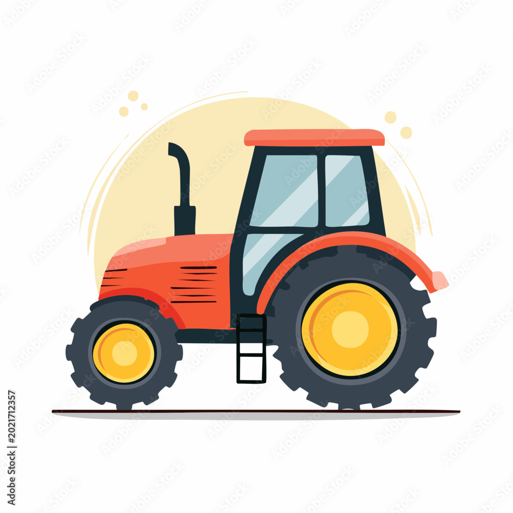Obraz premium Illustration of a red tractor with large wheels