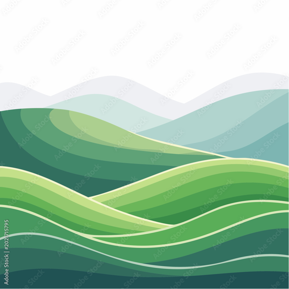 Fototapeta premium Abstract Rolling Green Hills Landscape