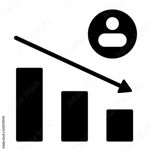 Foto Customer churn rate and user attrition solid glyph icon