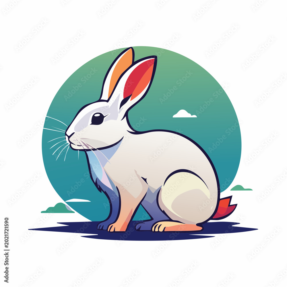 Obraz premium Stylized White Rabbit Illustration