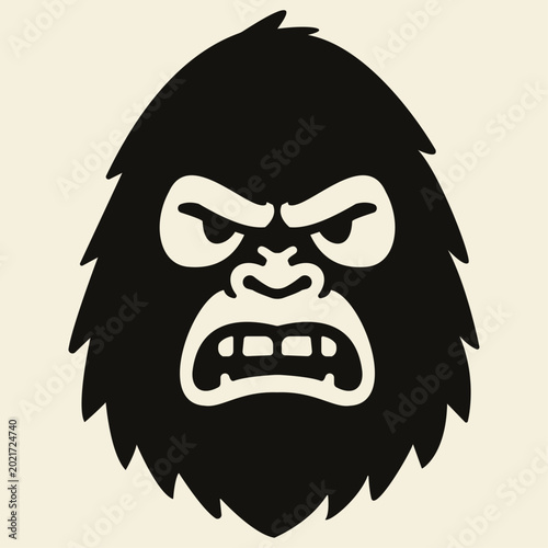 Angry Bigfoot Silhouette Vector Illustration – Retro Sasquatch Monster Mascot Logo.