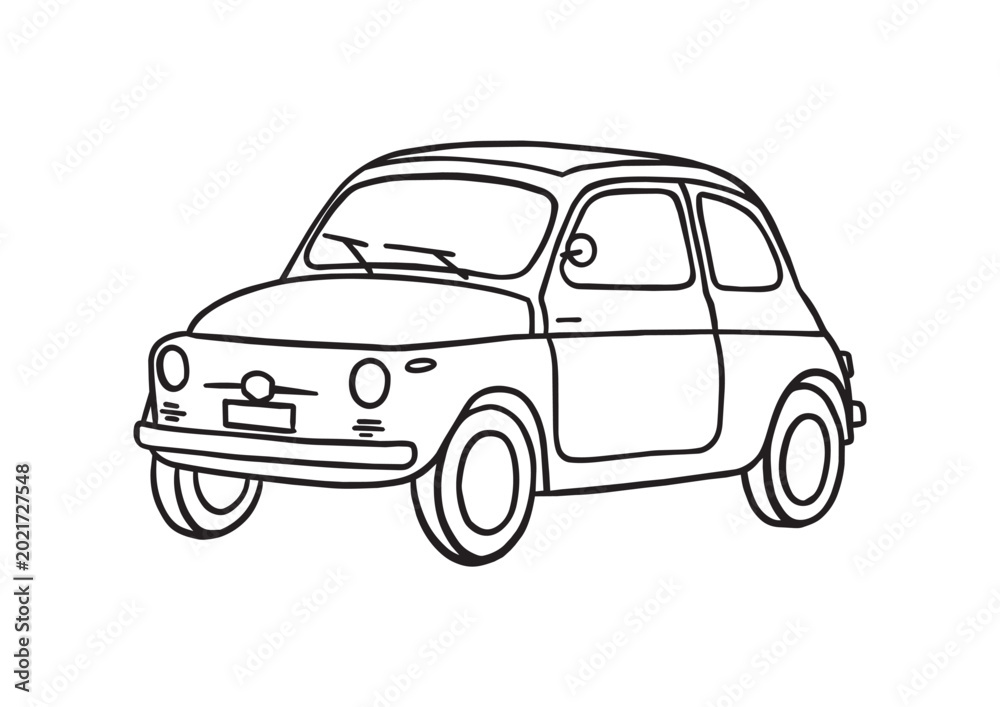 Fototapeta premium line art car with cute car shape
