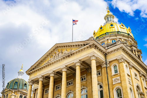 Iowa State Capitol Close Up in Spring