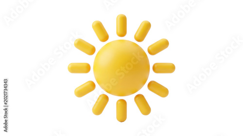 A bright yellow sun icon shines with rays on a white background
