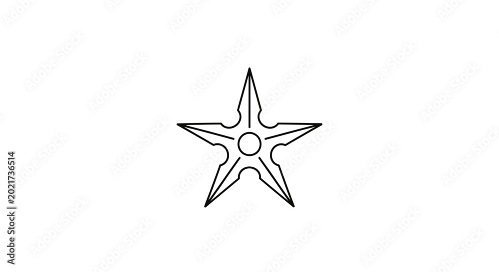Obraz premium Ninja Star Shuriken Icon - Black and White Vector Illustration