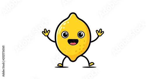 Cartoon Lemon Character Smiling.
