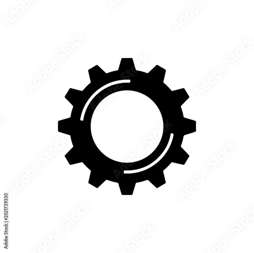 Bold Black Mechanical Gear Icon - Clean Cogwheel Design