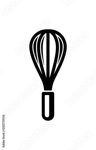 Black Bold Kitchen Whisk Icon - Clean Minimalist Design