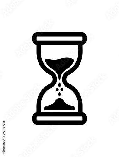 Bold Black Hourglass Icon with Flowing Sand