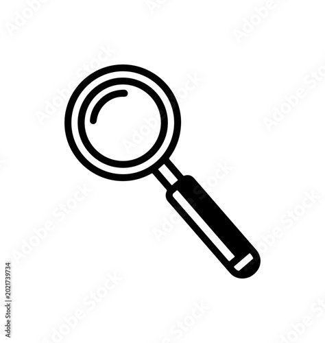 Black Bold Magnifying Glass with Handle - Minimalist Vector Icon