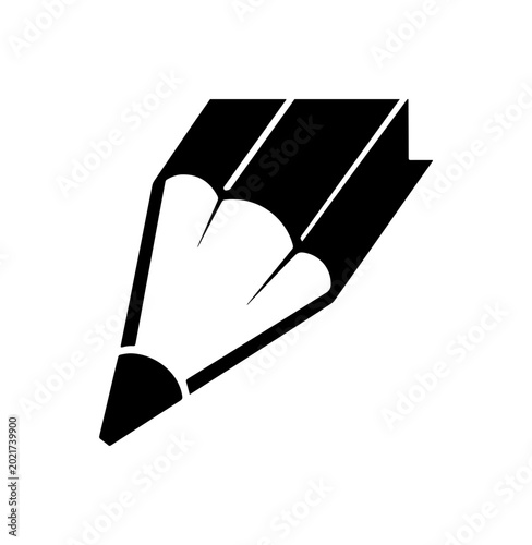 Bold Black Pencil with Heart-Shaped Tip - Minimalist Vector Art