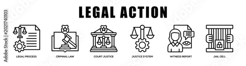 Tableau sur toile Legal Action web banner icon illustration concept