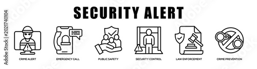 Bild auf Leinwand Security Alert web banner icon illustration concept