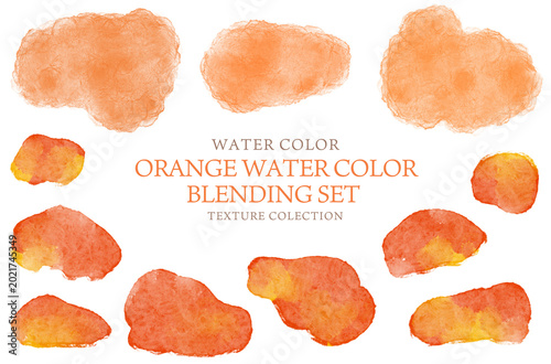 Orange Watercolor Stain Texture Set Hand Painted Abstract Collection