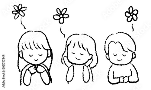 Tableau sur toile うっとりご機嫌な女性たちの手描きイラスト