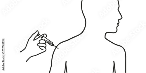 Canvastavla silhouette of a nurse injecting a needle into a patient's shoulder