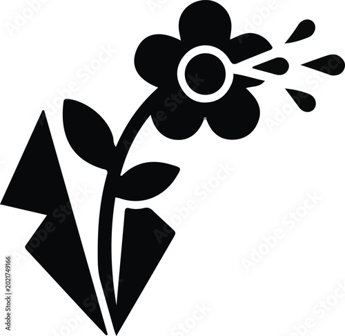 Foto Squirting Flower Prank Icon - Classic Clown Joke Water Spraying Lapel Flower Vec