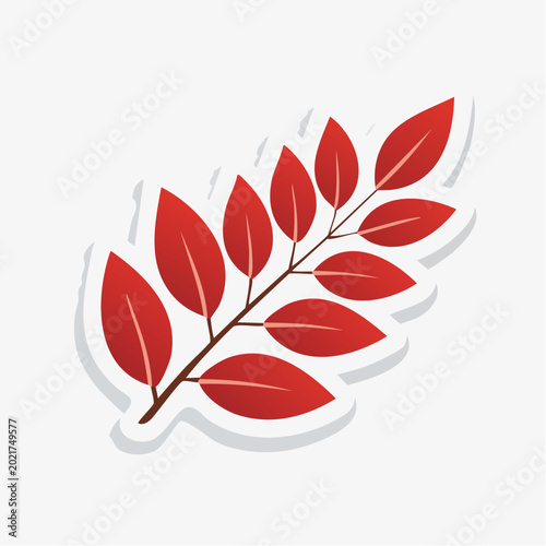 Red Autumn Leaf Branch Sticker