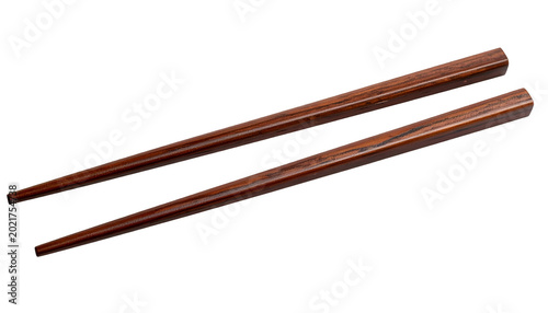 Brown Wooden Chopsticks Isolated Transparent Background Studio Shot