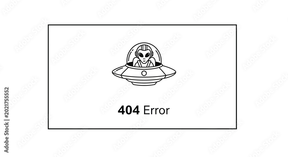 Fototapeta premium Alien in UFO Spaceship with 404 Error Message - Sci-Fi Concept