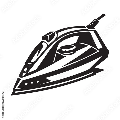 Quadro su tela Vector illustration of a modern clothes iron designed as a simple logo icon, combining smooth shapes, practical function, and elegant minimalist visual style