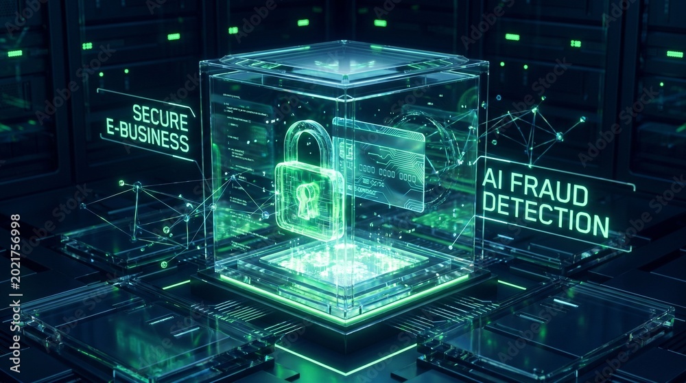 Fototapeta premium Futuristic Digital Security Cyber Security and AI Fraud Detection