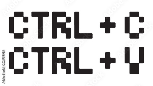 Schilderij op canvas Pixelated ctrl c and ctrl v shortcut icons representing copy paste on transparent background