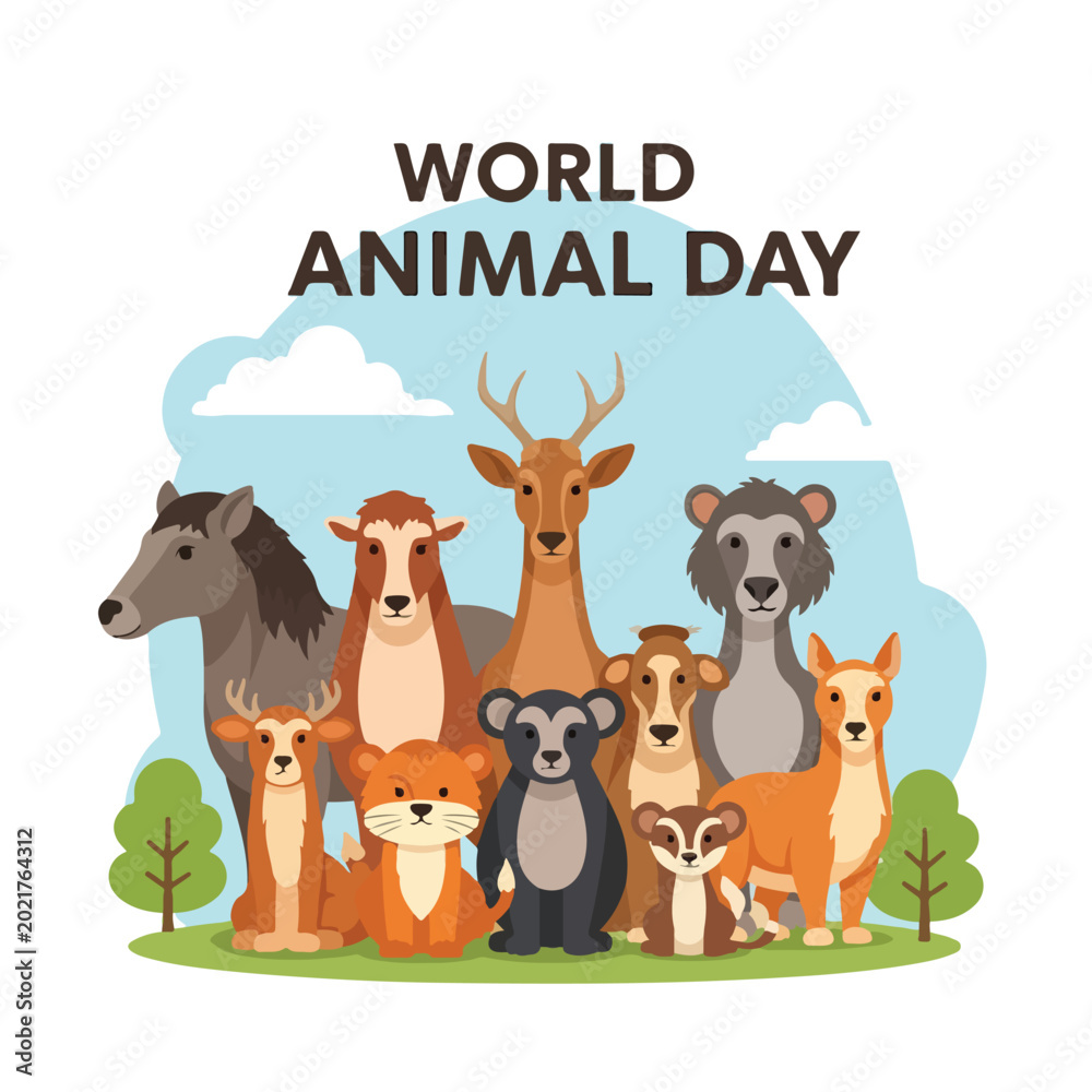 Fototapeta premium A colorful illustration of animals on World Animal Day