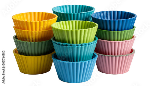Colorful Silicone Muffin Cups Assorted Bright Colors Grouped Together