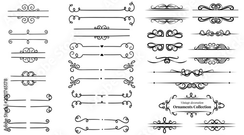 Decorative divider collection. Divider line set ornamental border decorative vector