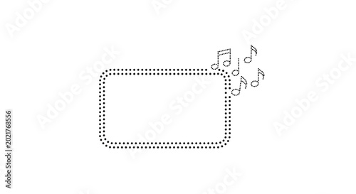 Dotted Rectangle Frame with Music Notes