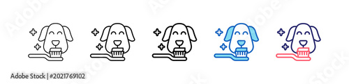 Teeth Brushing Icon In 5 Different Styles Set Collection.   