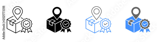Schilderij op canvas Certified Origin Tracking Icon Vector Illustration Editable