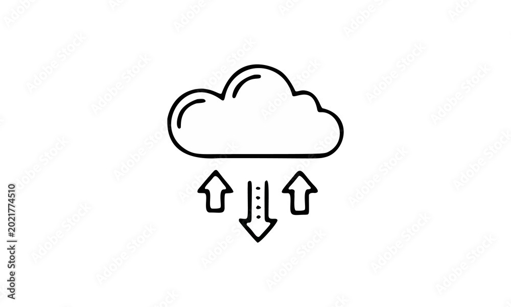 Obraz premium Cloud icon with up and down arrows cloud computing data transfer file sharing storage solution