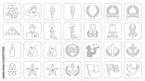 Bilde på lerret Patriotic Icons: Military Service, Remembrance, and American Symbols Set