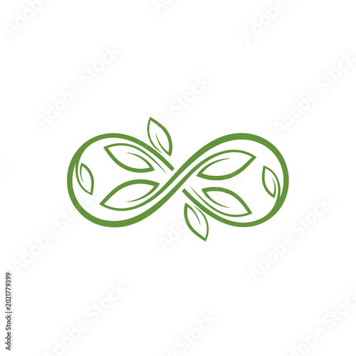 Green Infinity Symbol with Leaves Representing Growth (1)