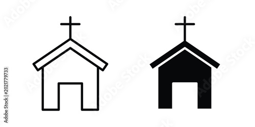 Quadro su tela Church icon outlined. Black clipart icons set