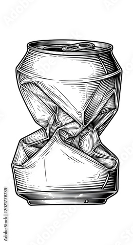 Crushed Beverage Can Illustration Isolated Transparent Background