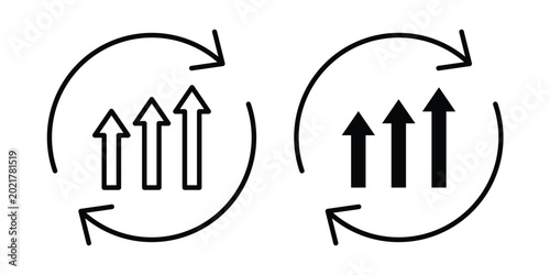Improvement icon outlined. Black clipart icons set