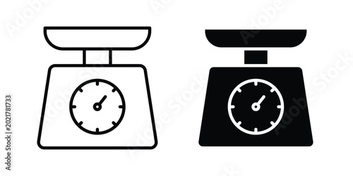 Schilderij op canvas Kitchen scales icon outlined. Black clipart icons set