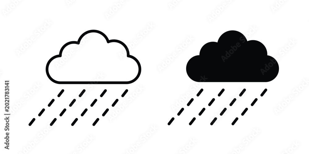 Obraz premium Rainy icon outlined. Black clipart icons set