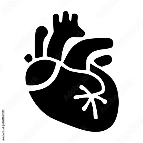 Foto An anatomical illustration of a human heart with visible arteries, symbolizing cardiology, cardiovascular health, and the vital function of the circulatory system