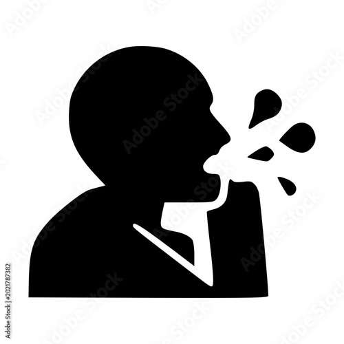 Fotografia A person coughing or sneezing, showing particles being expelled, representing the spread of contagious diseases and the need for hygiene