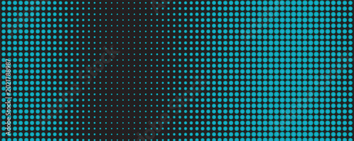 Abstract Cyan Blue Halftone Dot Pattern Background on Black